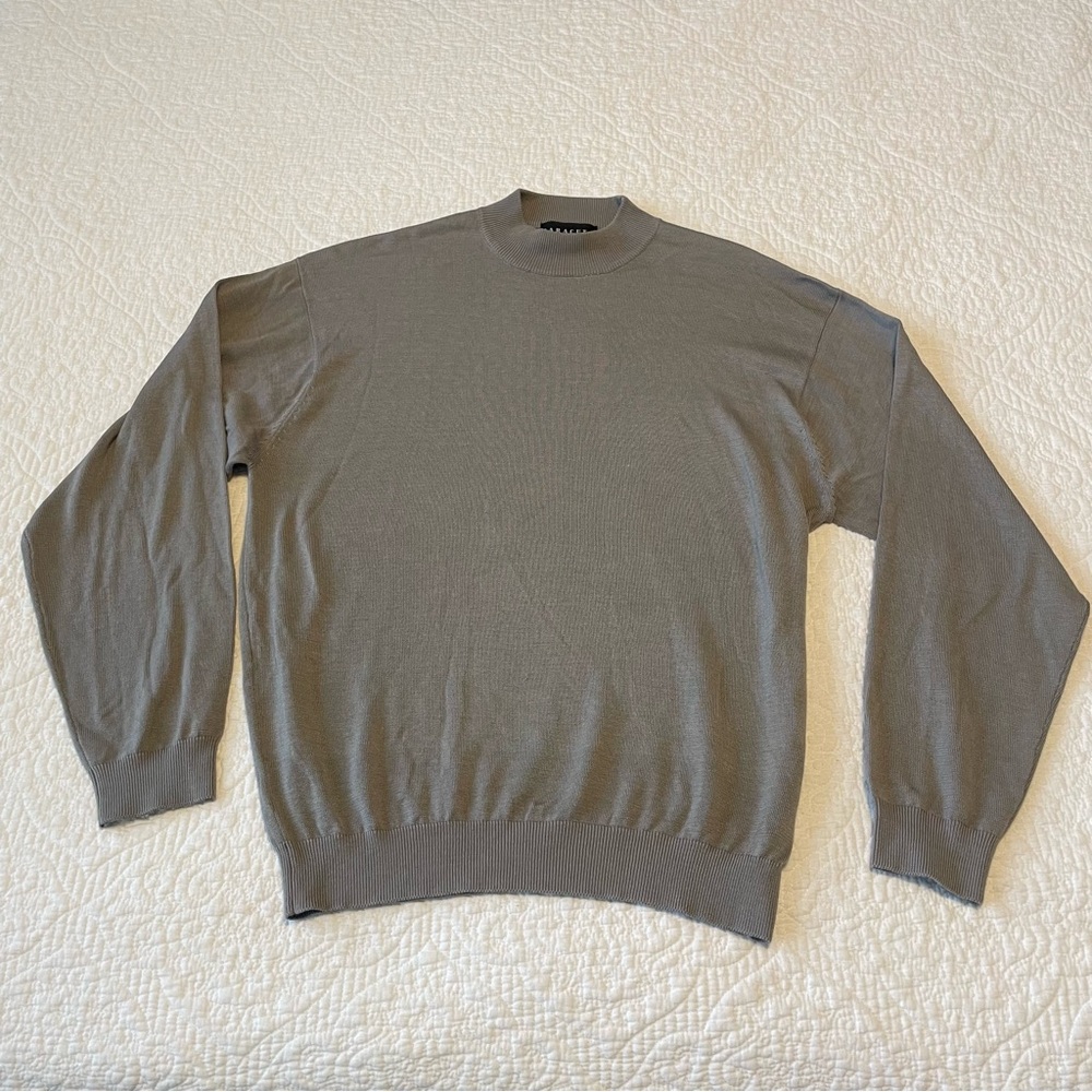 Baracuta Silk Cotton Mock Neck Sweater - Light Grey, Size M